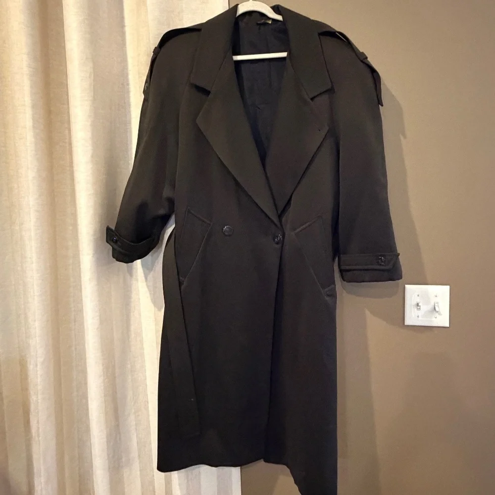 Vintage 90's Bachrach Men's Wool Double breasted Olive Green Dress Coat, Size 40